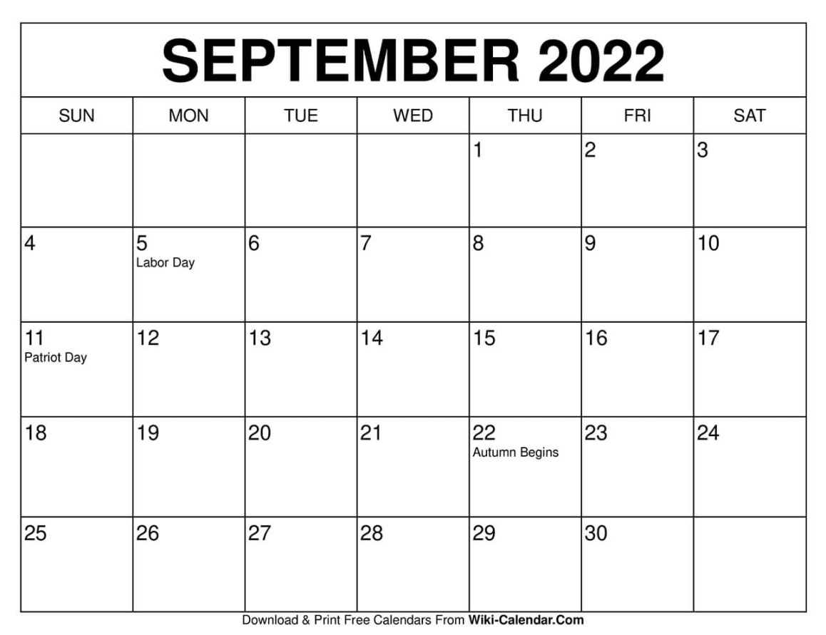 Free Printable September  Calendar Templates With Holidays - Wiki  Calendar