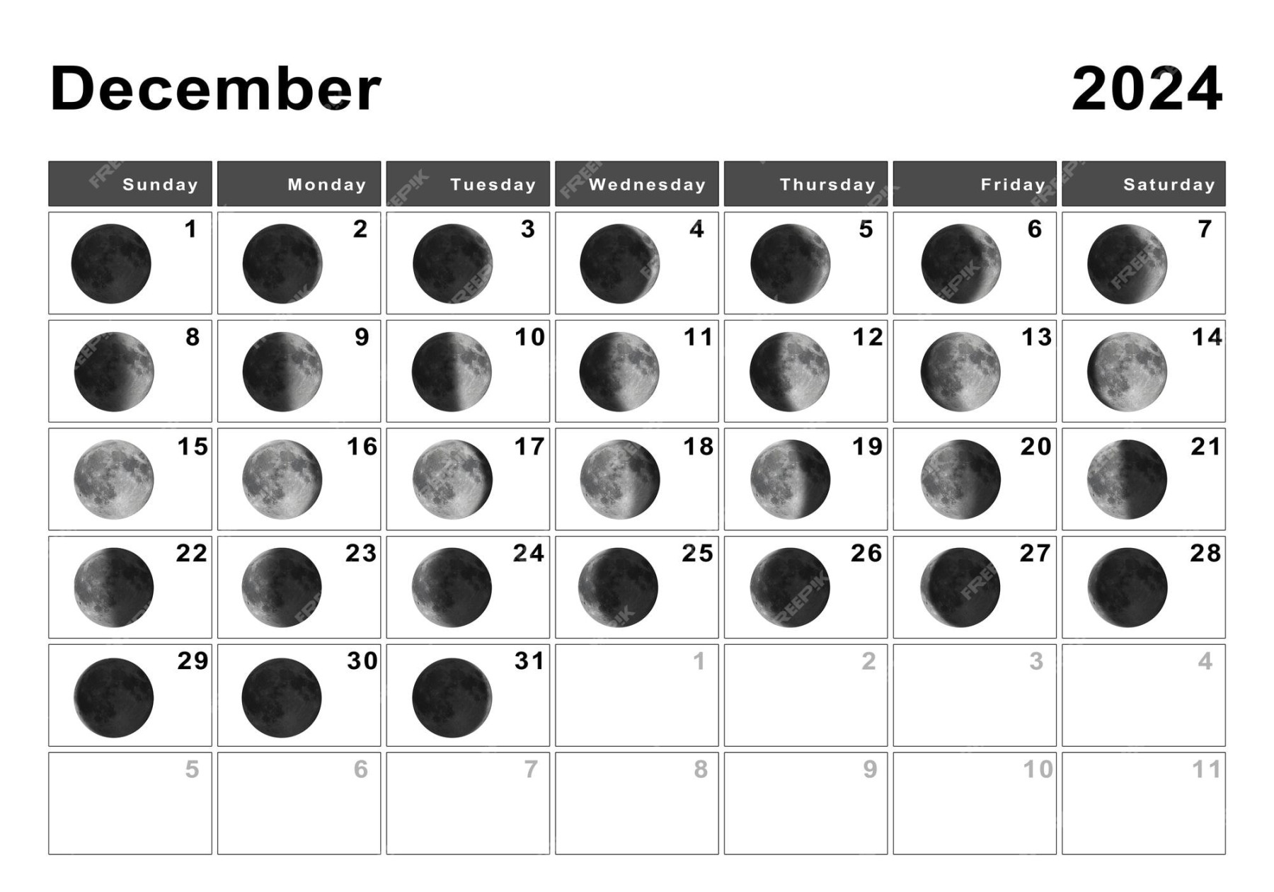 Moon Calendar December 2024