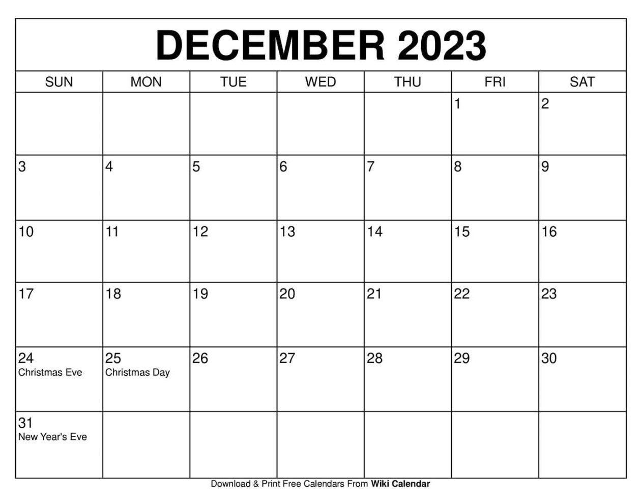 Printable December  Calendar Templates With Holidays