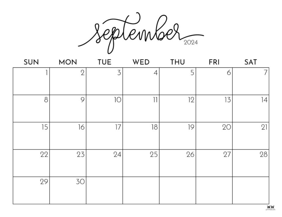 September  Calendars -  FREE Printables  Printabulls