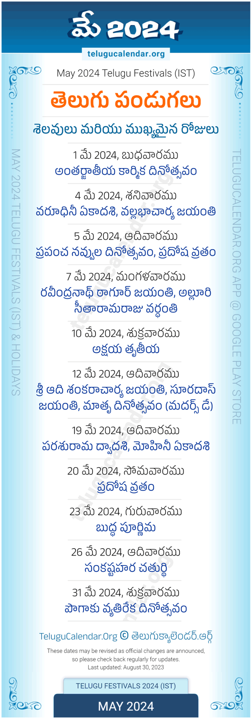 Telugu Festivals  May PDF Download
