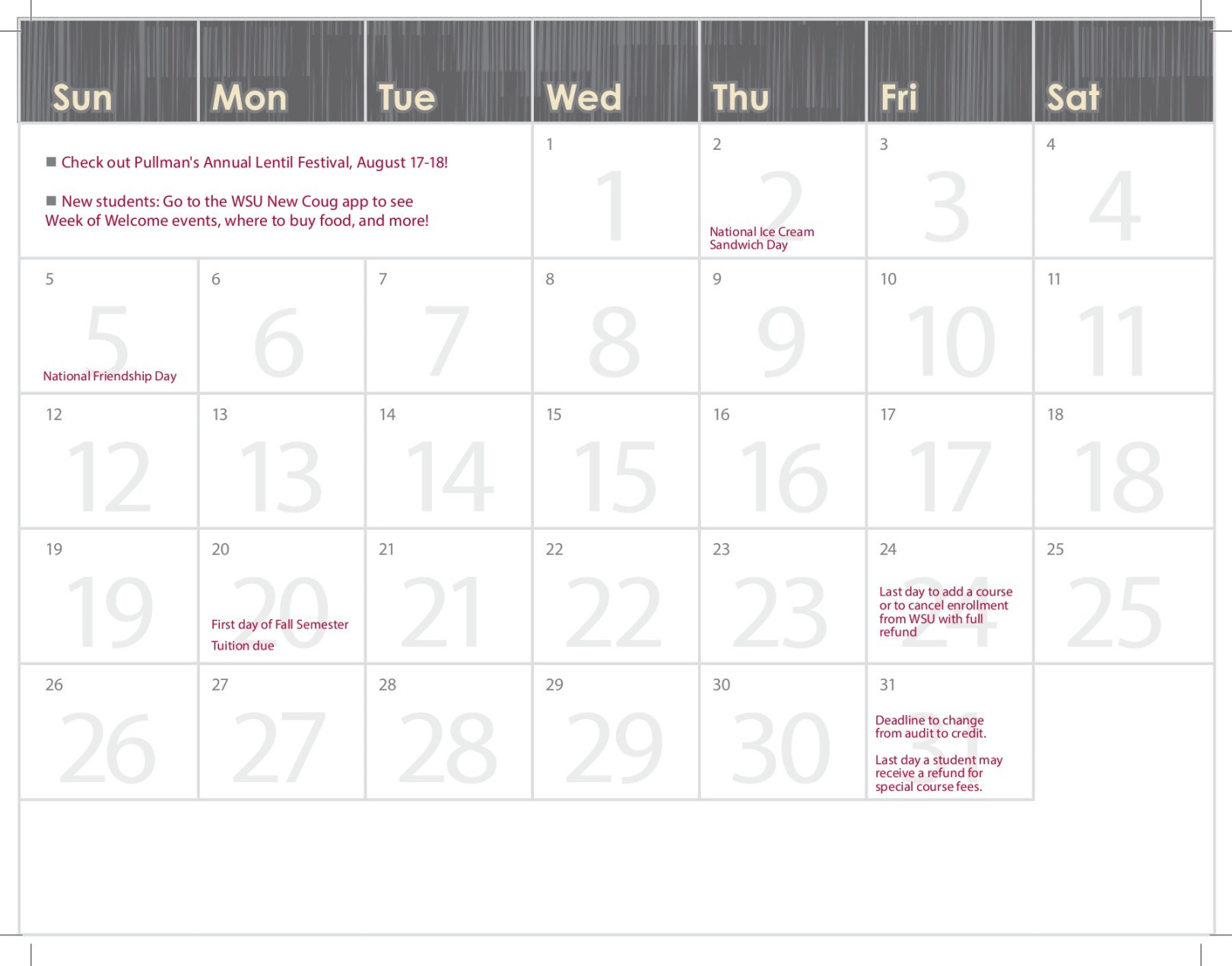 - WSU Academic Calendar Pages - - Flip PDF Download