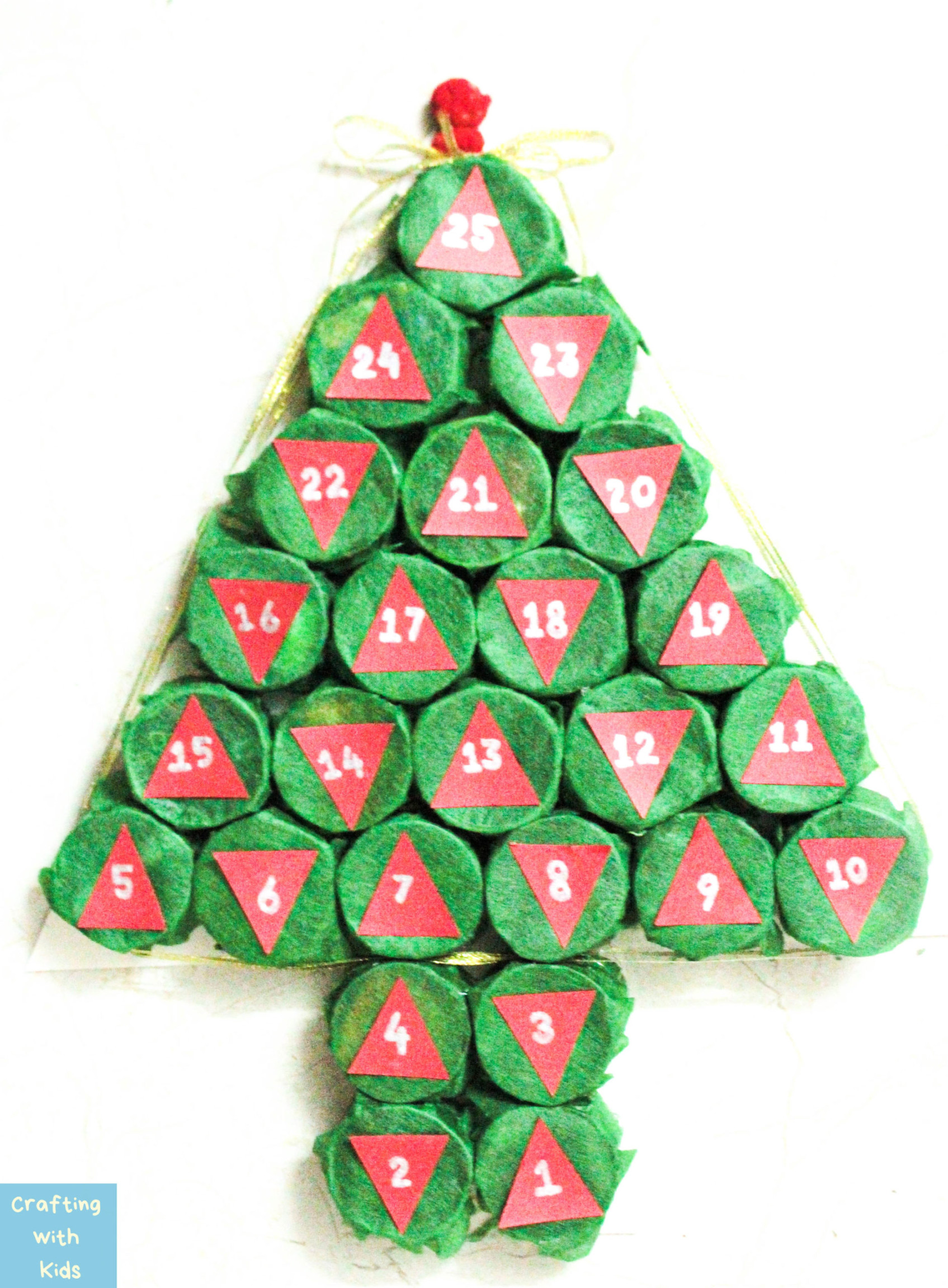 Advent Calendar Christmas Tree from a Toilet Paper or Paper Towel Roll