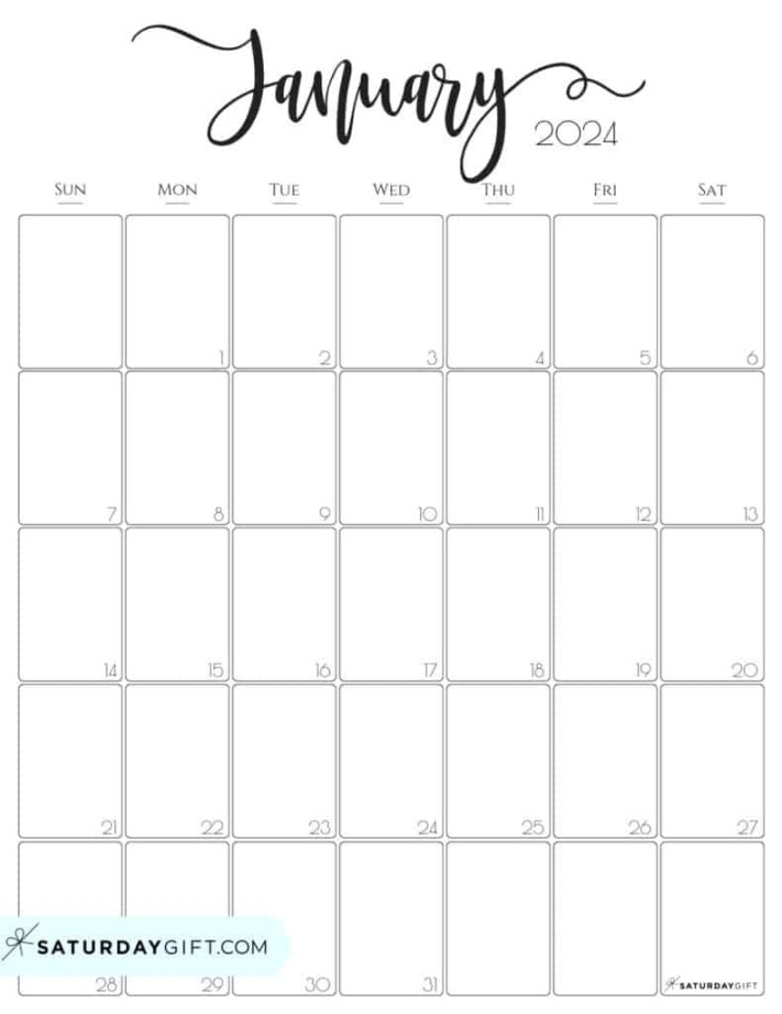 Aesthetic Printable Vertical Calendar  by Saturday Gift