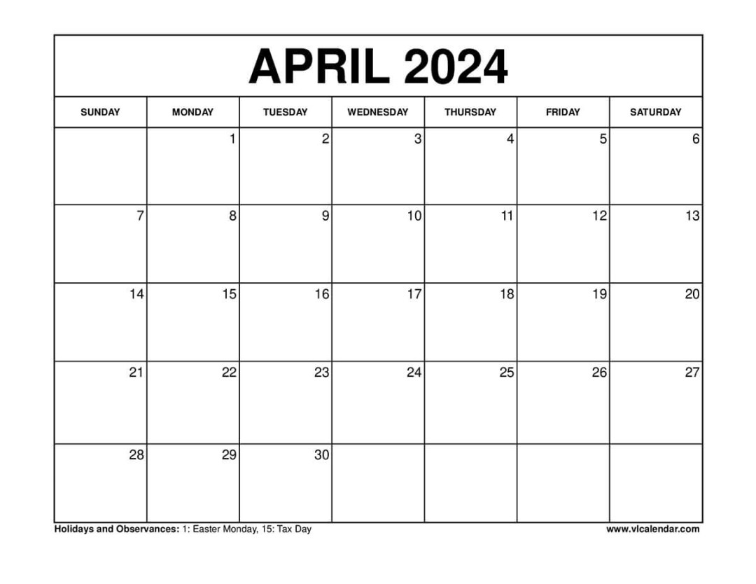 April 19 2024 Calendar