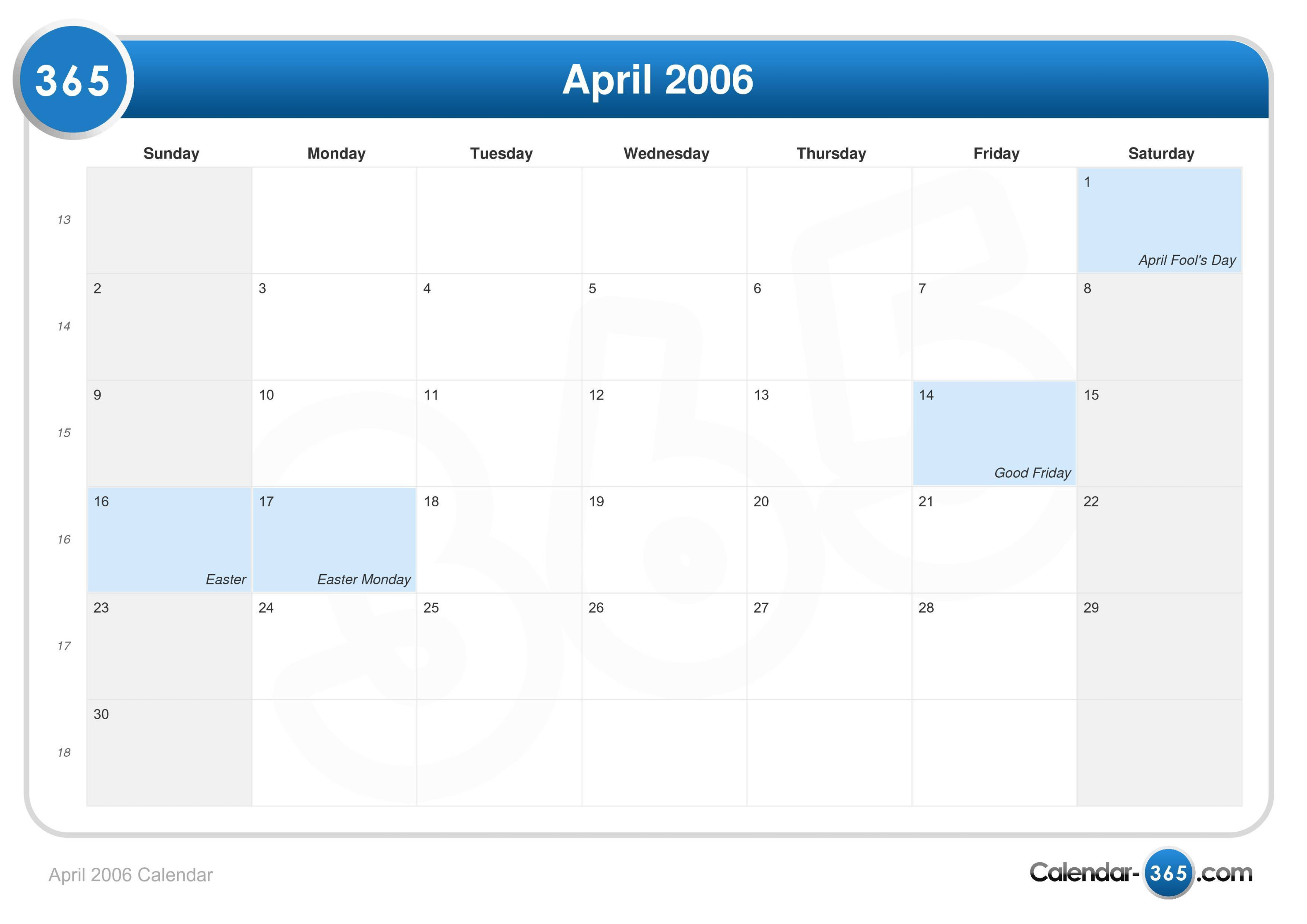 April  Calendar