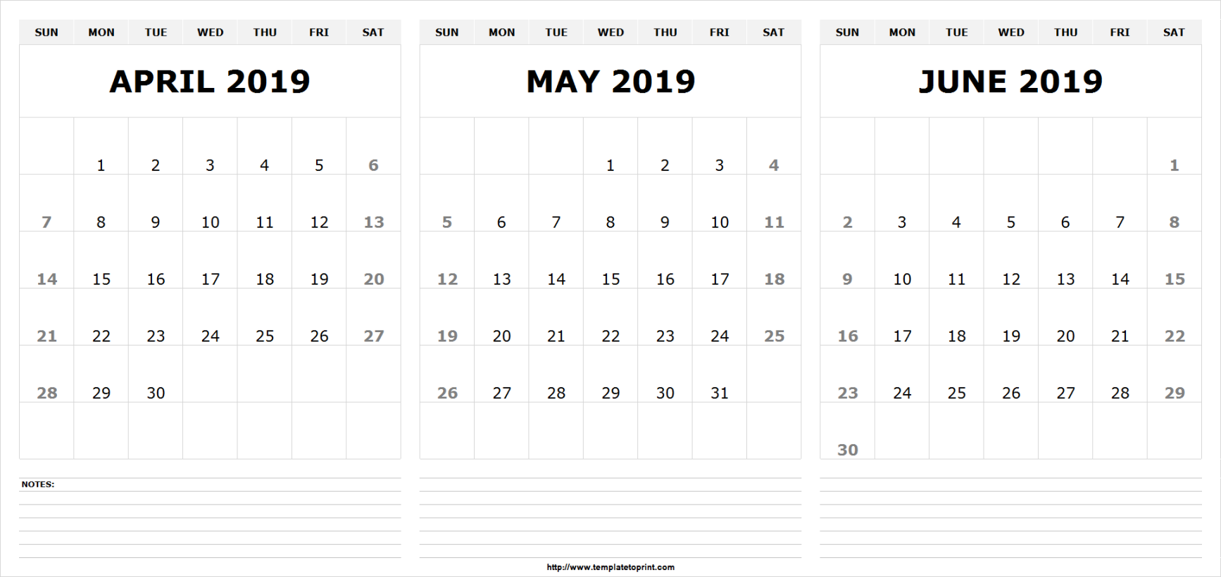 April May June  Calendar Template #april #may #june