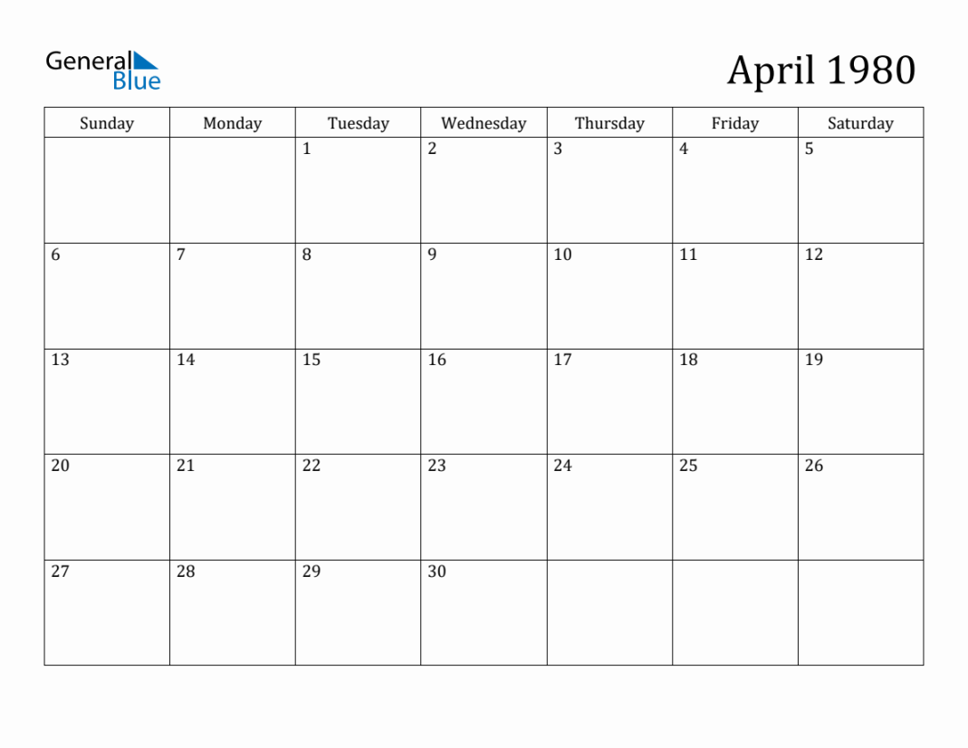 April  Monthly Calendar
