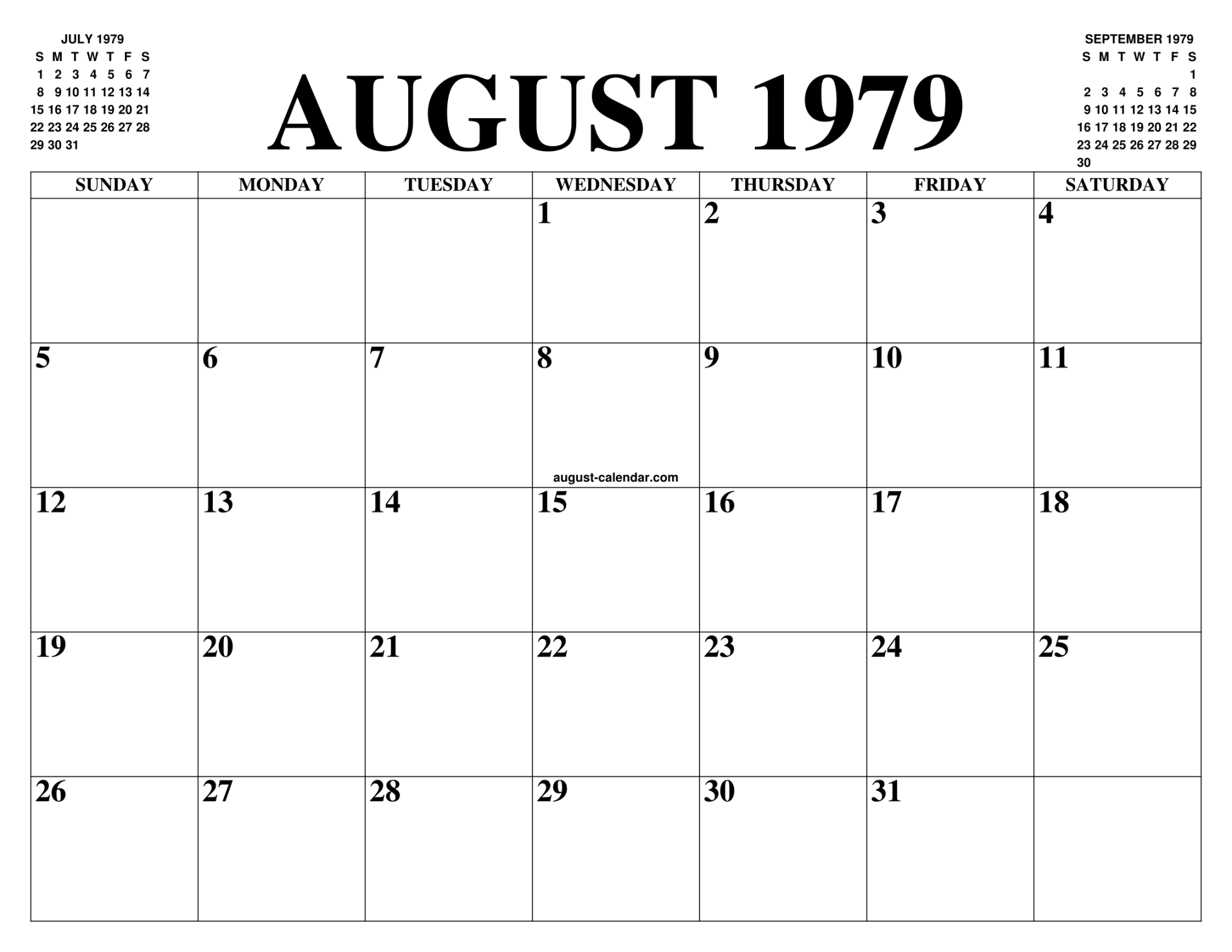 AUGUST  CALENDAR OF THE MONTH: FREE PRINTABLE AUGUST CALENDAR