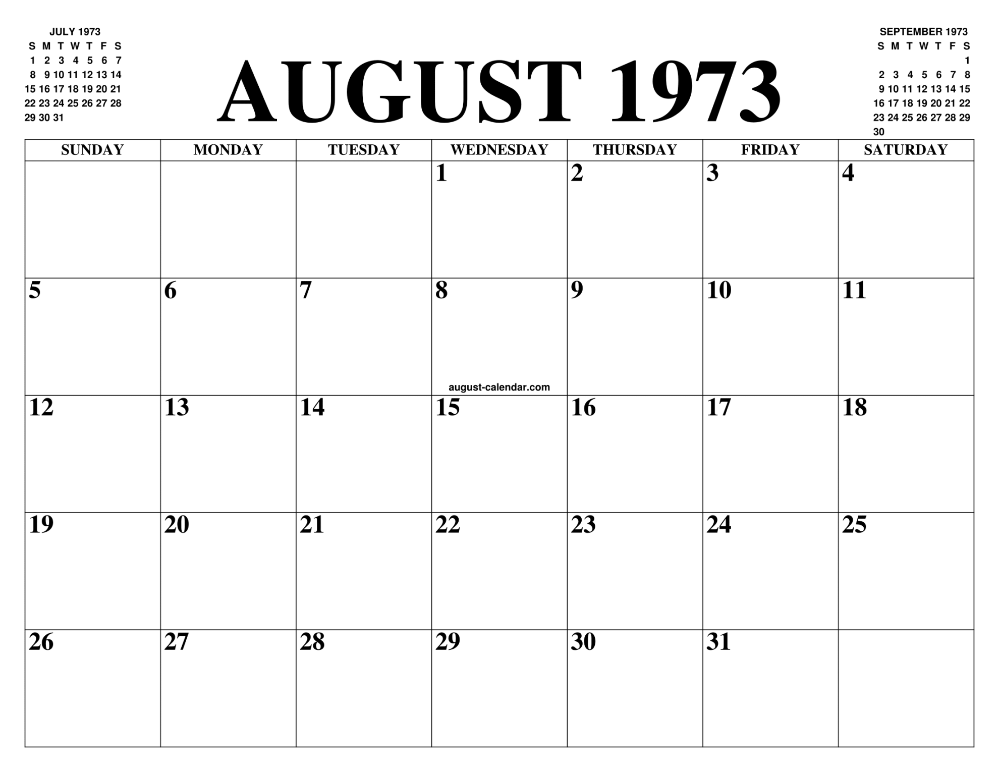 AUGUST  CALENDAR OF THE MONTH: FREE PRINTABLE AUGUST CALENDAR