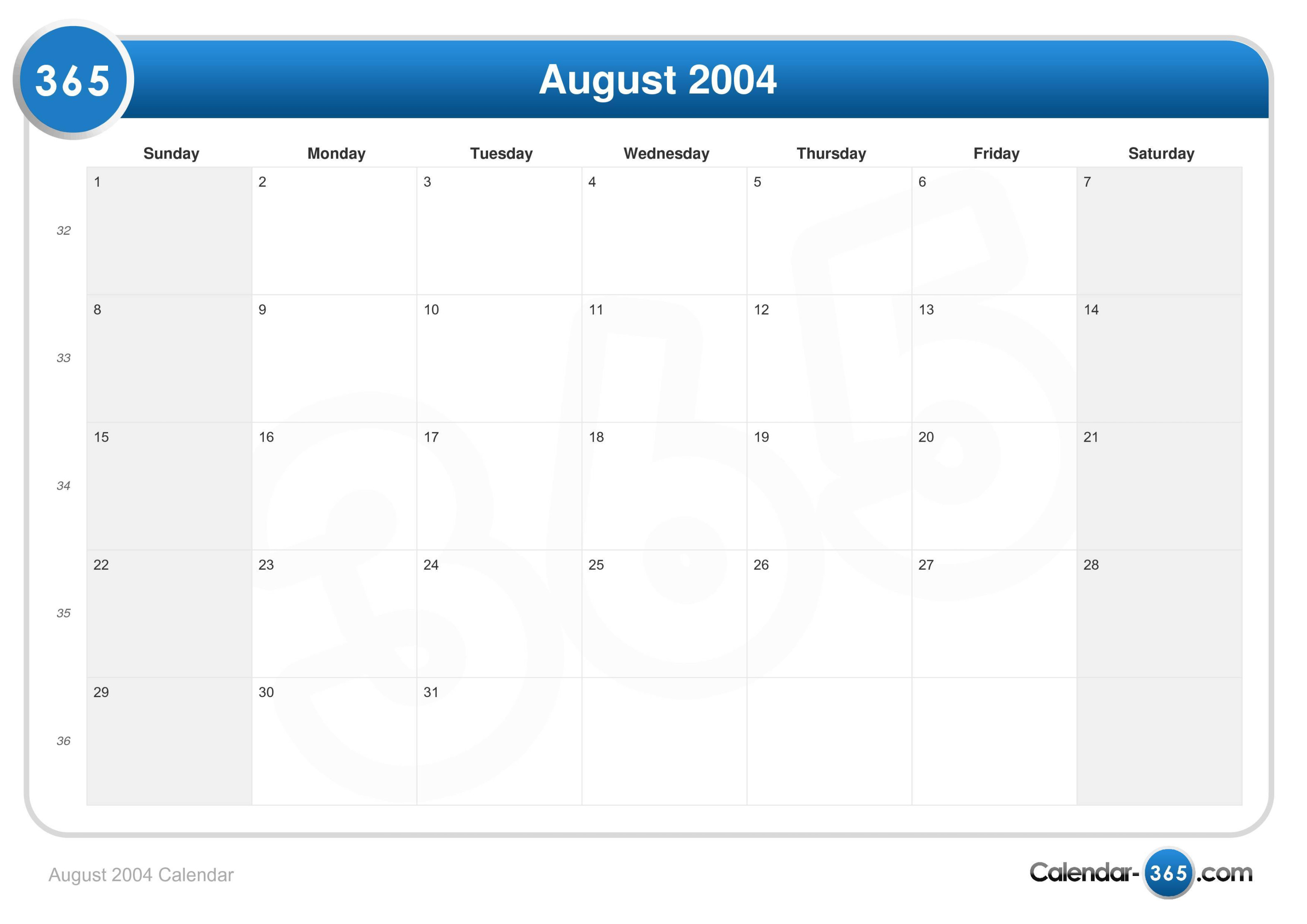 August  Calendar