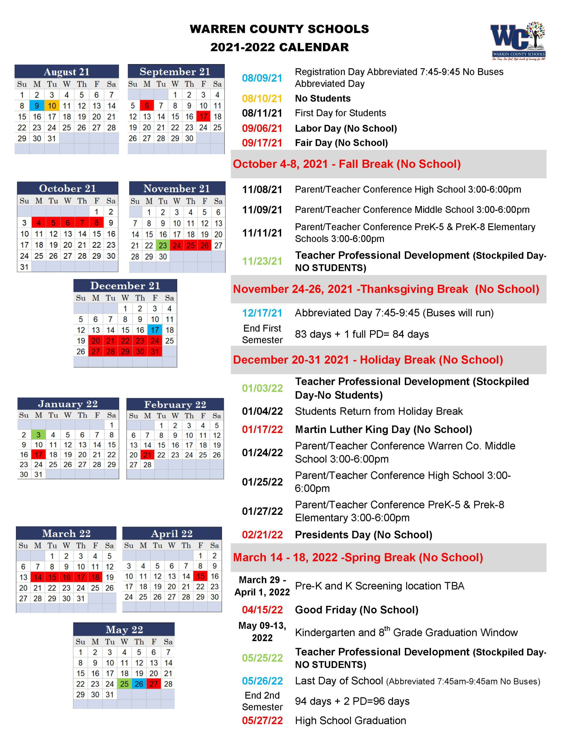 Awesome Warren County Schools Calendar Ky in the year  Don&