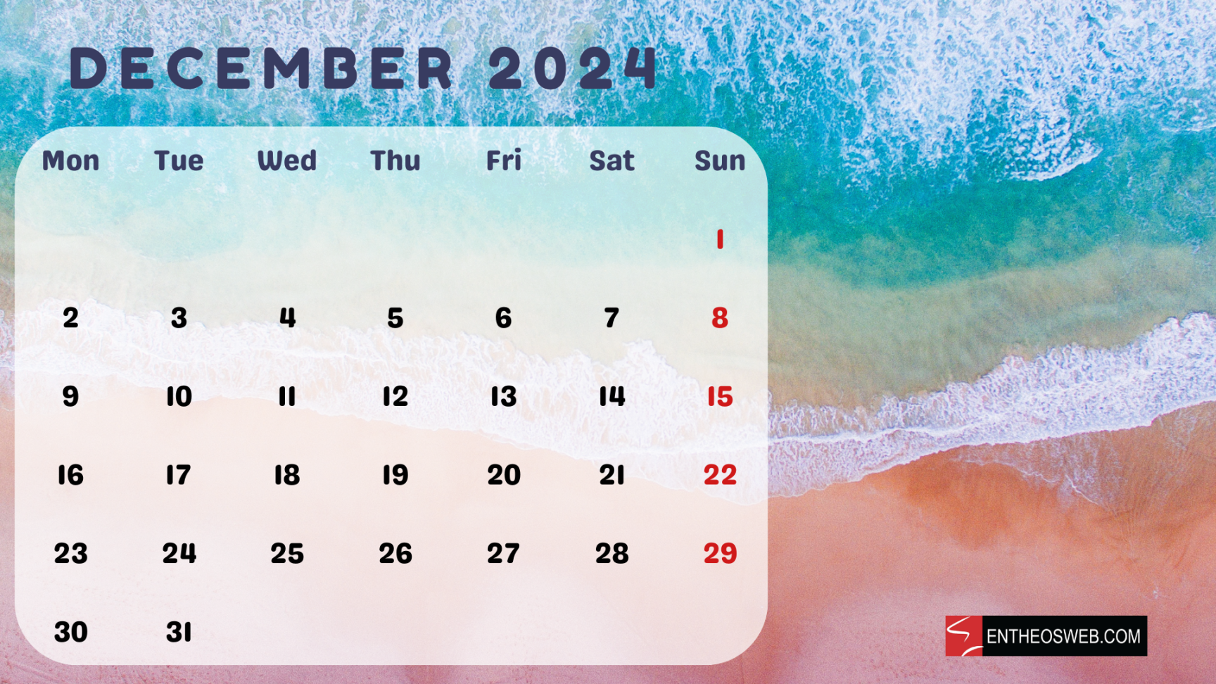 Beaches  Calendar – Printable & Desktop Wallpaper  EntheosWeb