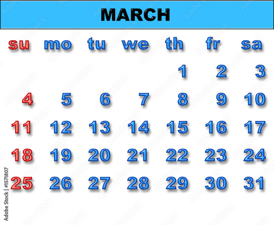 calendar for  (march) Stock Illustration  Adobe Stock