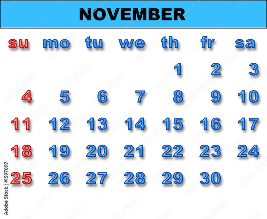 calendar for  (november) Illustration Stock  Adobe Stock