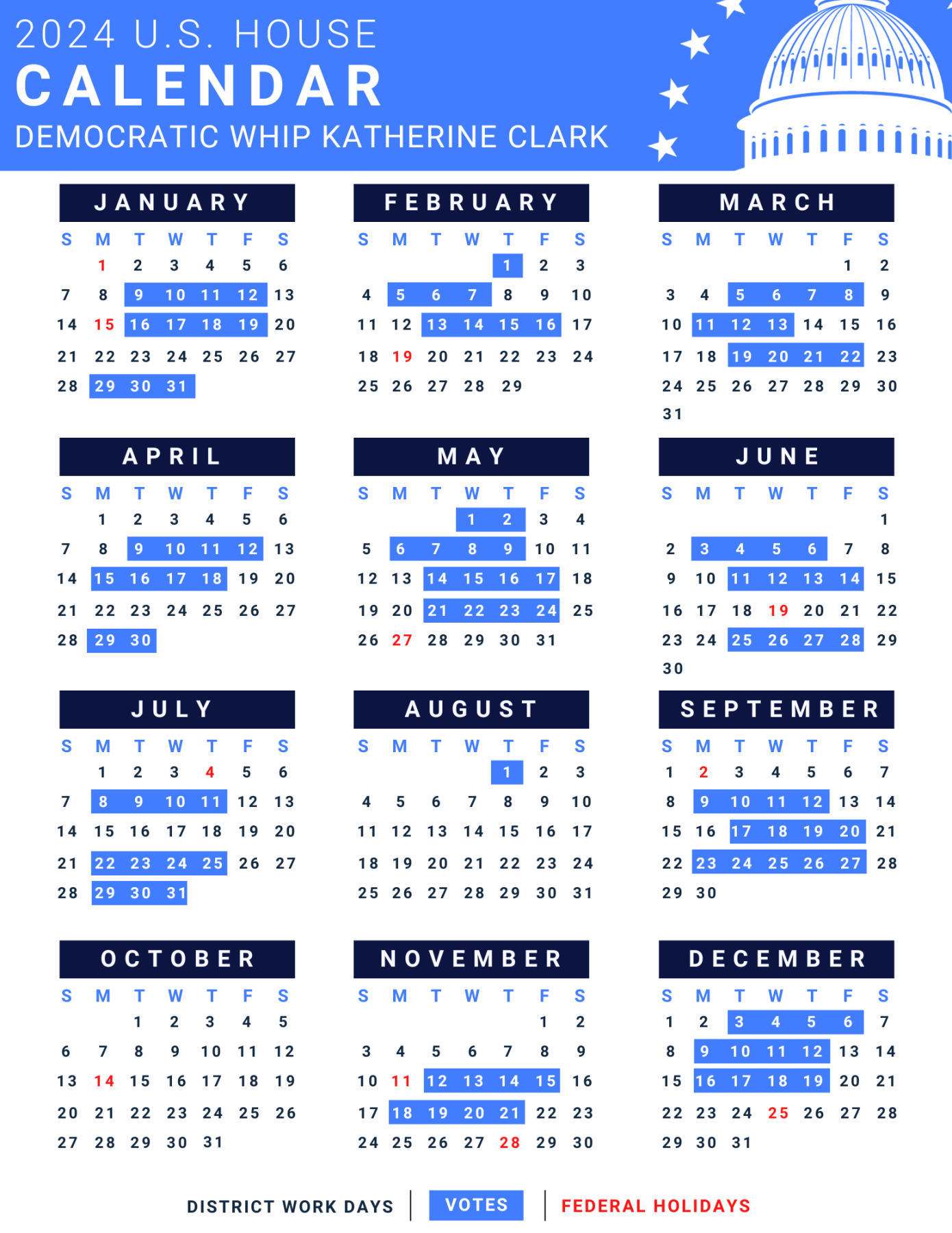 Calendar  Katherine Clark Democratic Whip