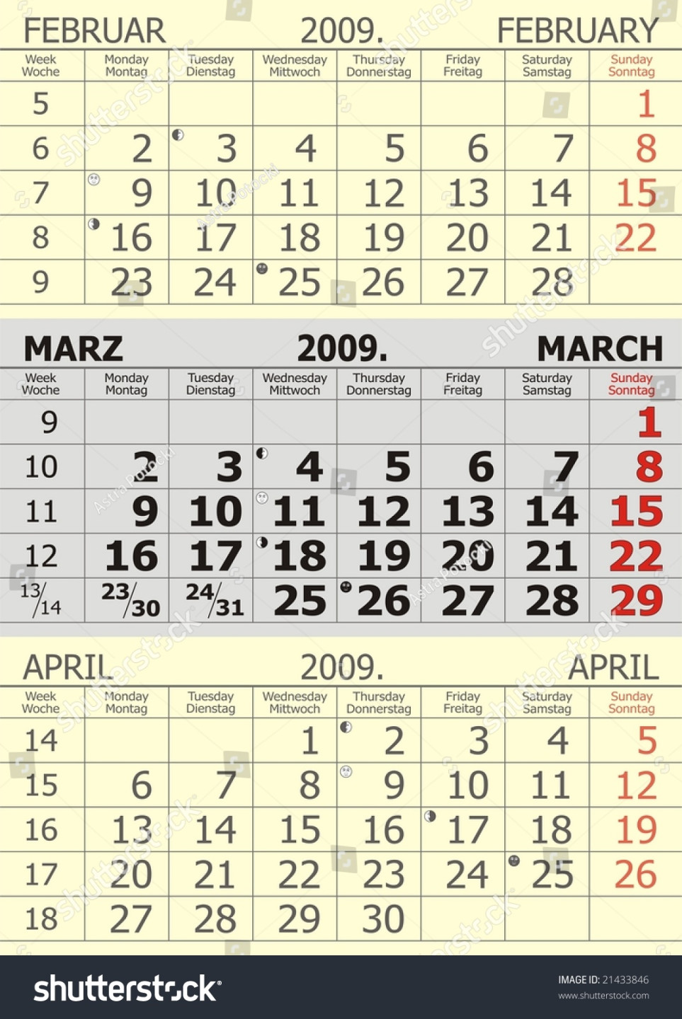 Calendar March  Vertical Design Stock Vector (Royalty Free