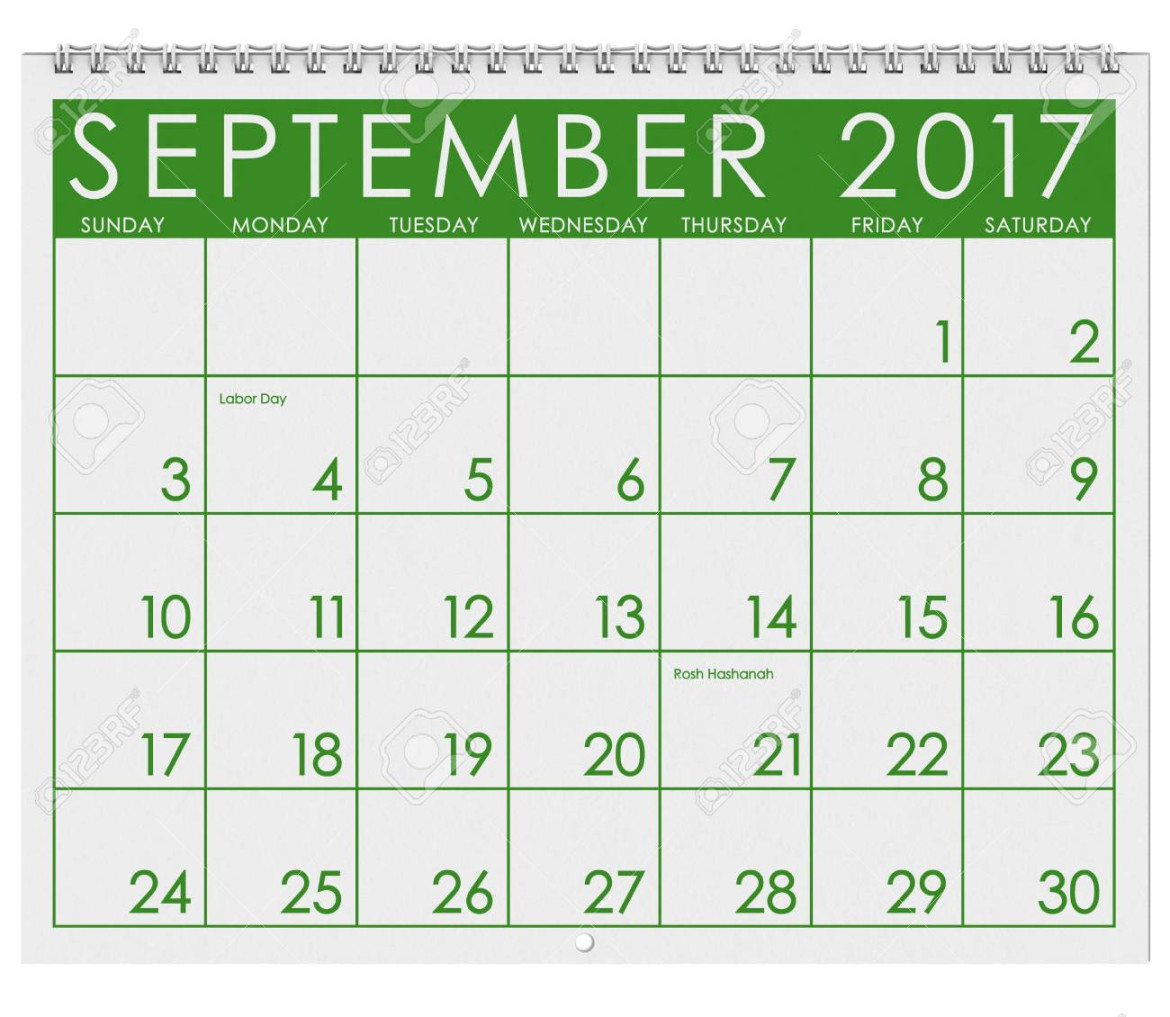 : Calendar: Month Of September With Labor Day Stock Photo