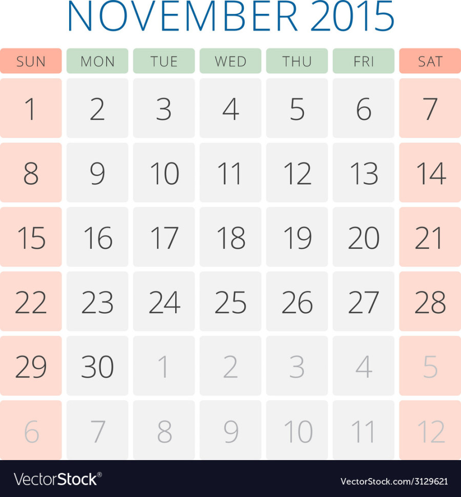 Calendar  november design template Royalty Free Vector