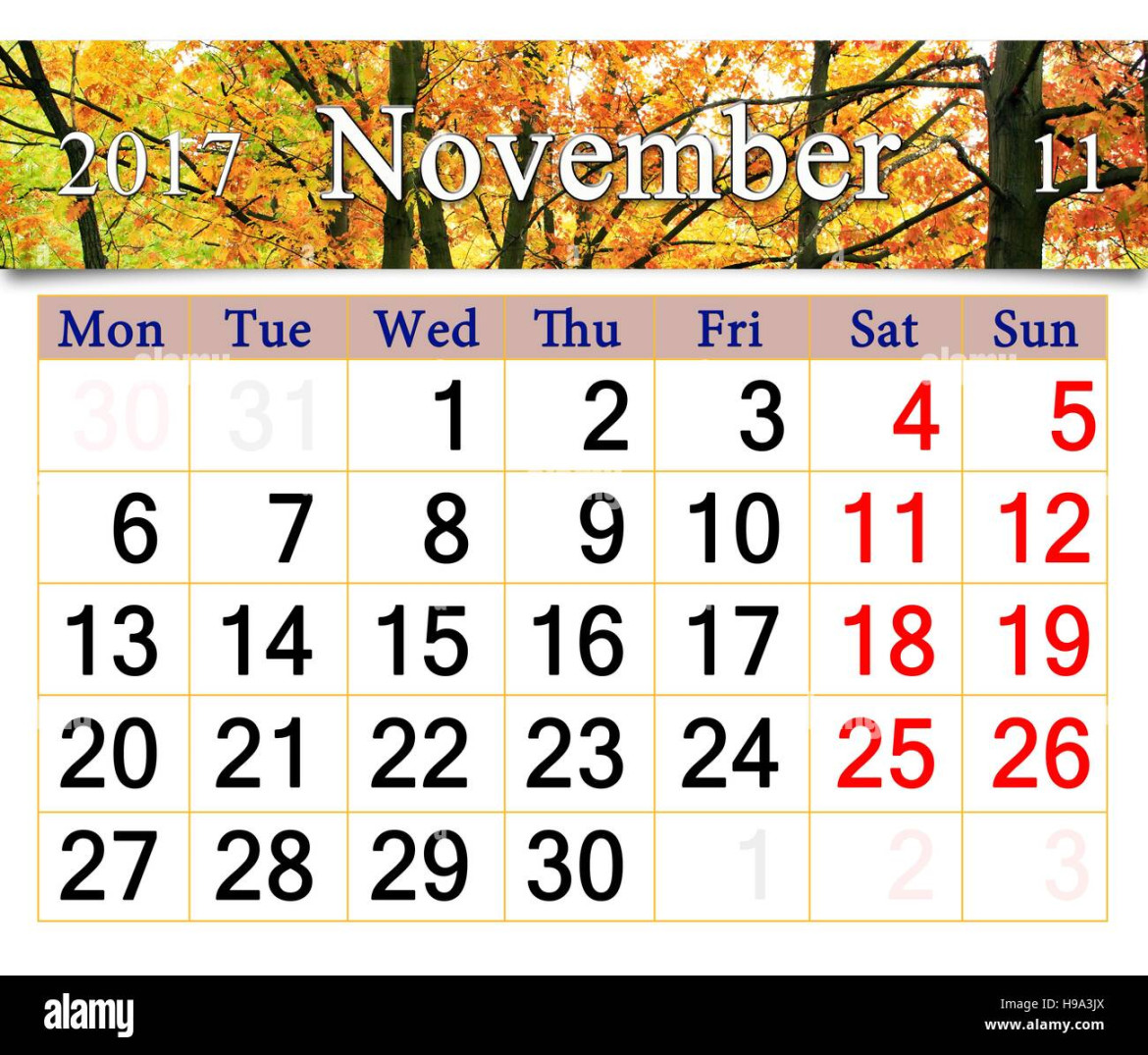 Calendar november  hi-res stock photography and images - Alamy