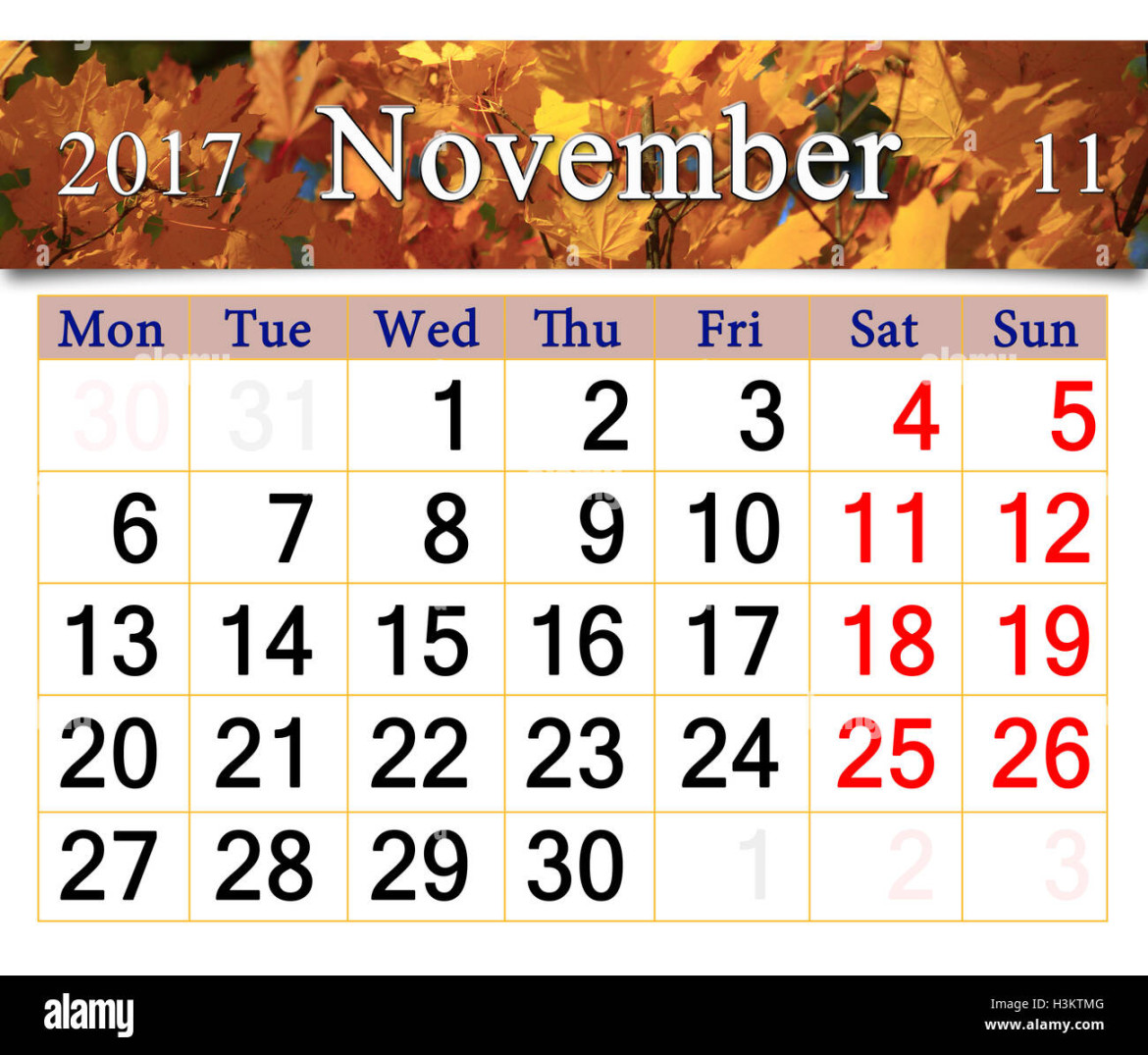 Calendar november  hi-res stock photography and images - Alamy