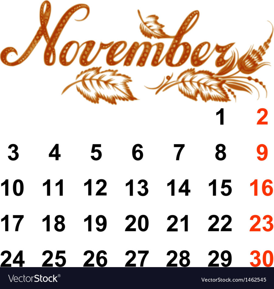Calendar november  Royalty Free Vector Image