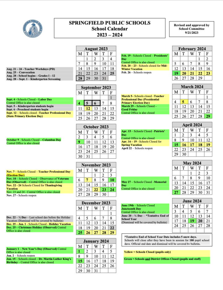 Calendar - Springfield Public Schools
