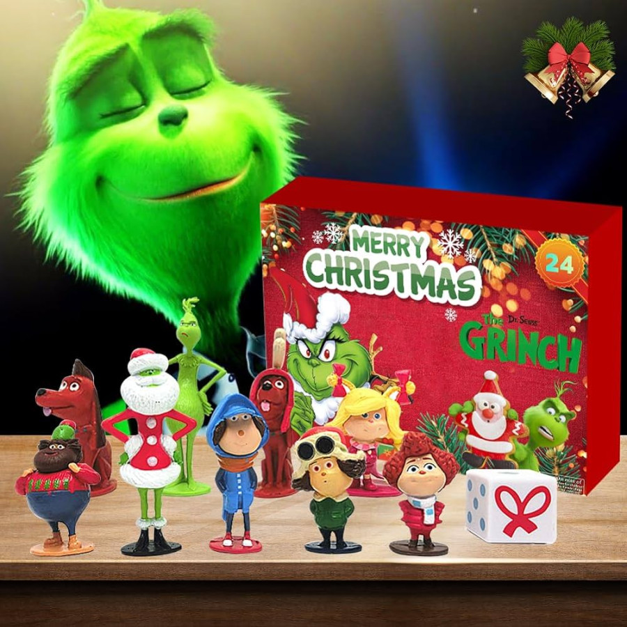 Christmas Grinch Advent Calendar , Christmas Countdown Calendar with  pcs Character Dolls Gift for Kids Adults, Christmas Eve Countdown  Calendar