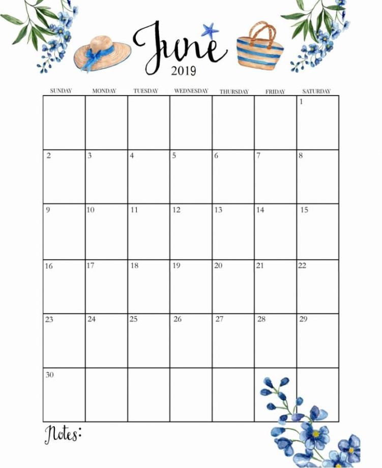 Cute June  Calendar Printable  June calendar printable