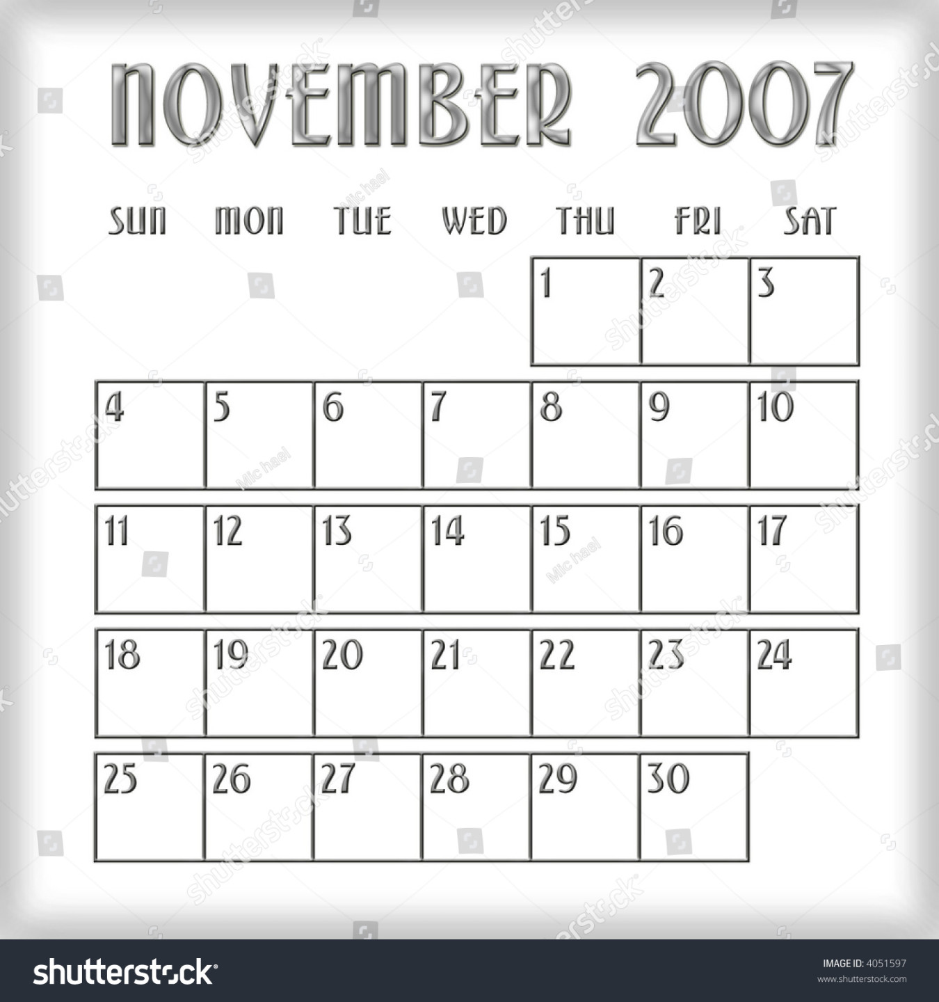 d November  Agenda Calendar Stock Illustration