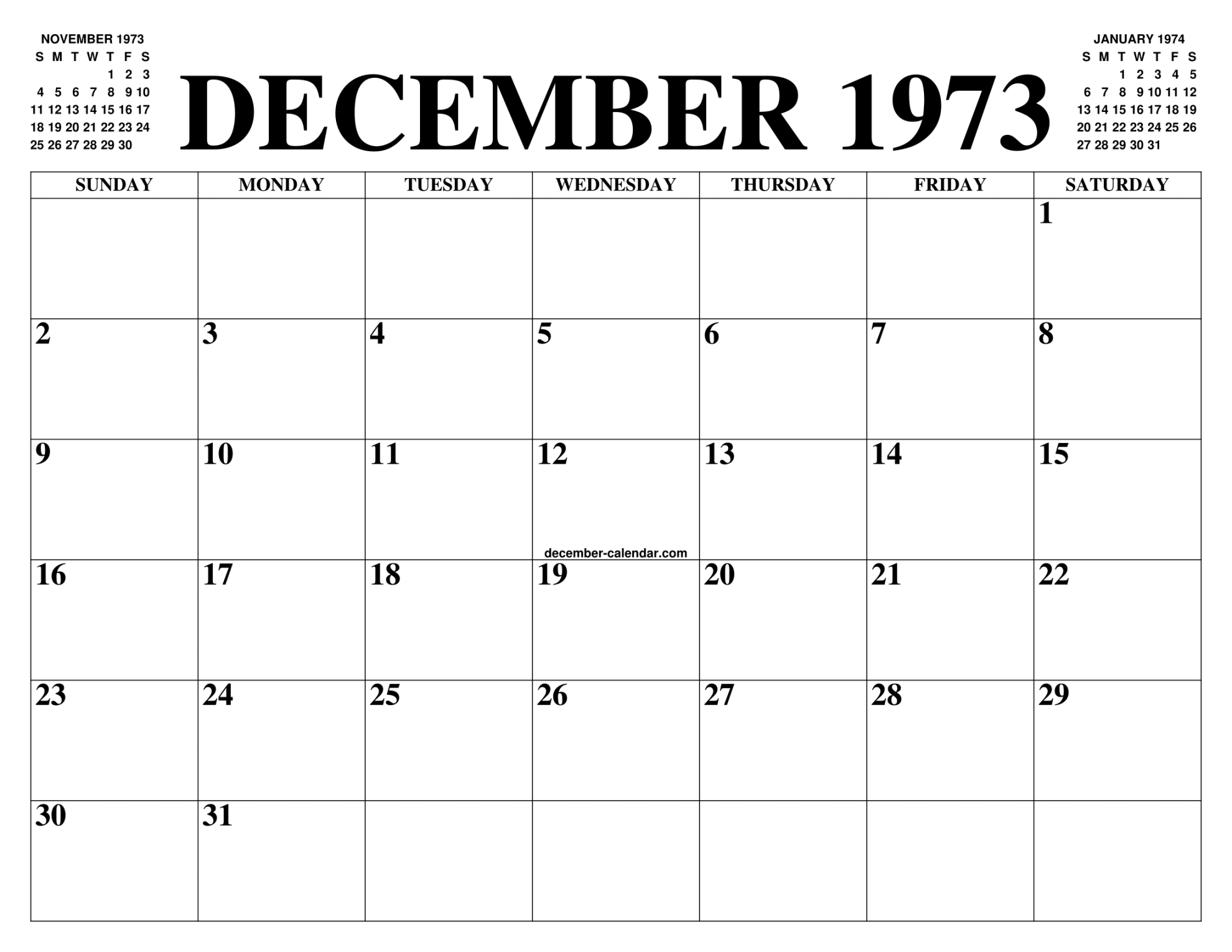 DECEMBER  CALENDAR OF THE MONTH: FREE PRINTABLE DECEMBER