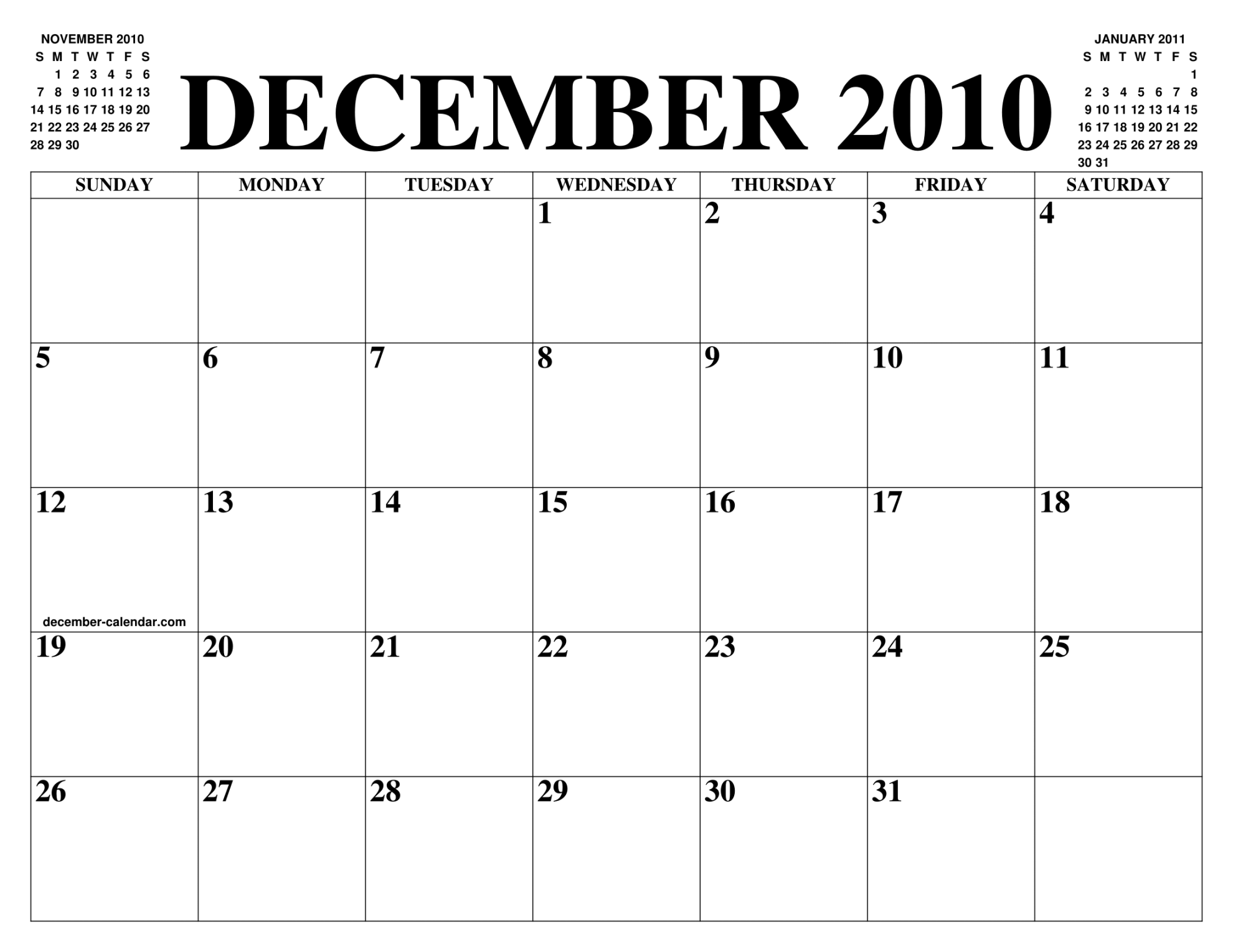 DECEMBER  CALENDAR OF THE MONTH: FREE PRINTABLE DECEMBER
