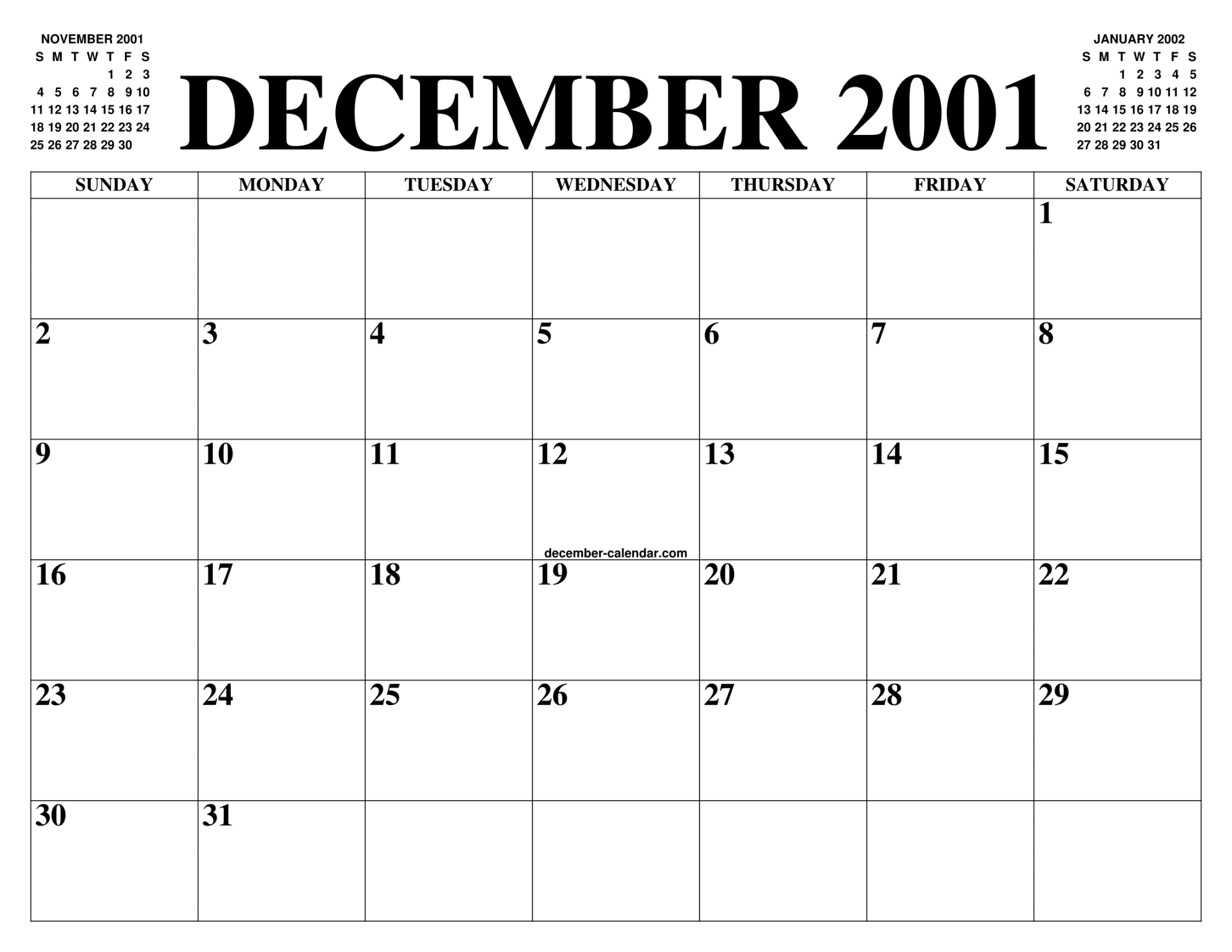 DECEMBER  CALENDAR OF THE MONTH: FREE PRINTABLE DECEMBER