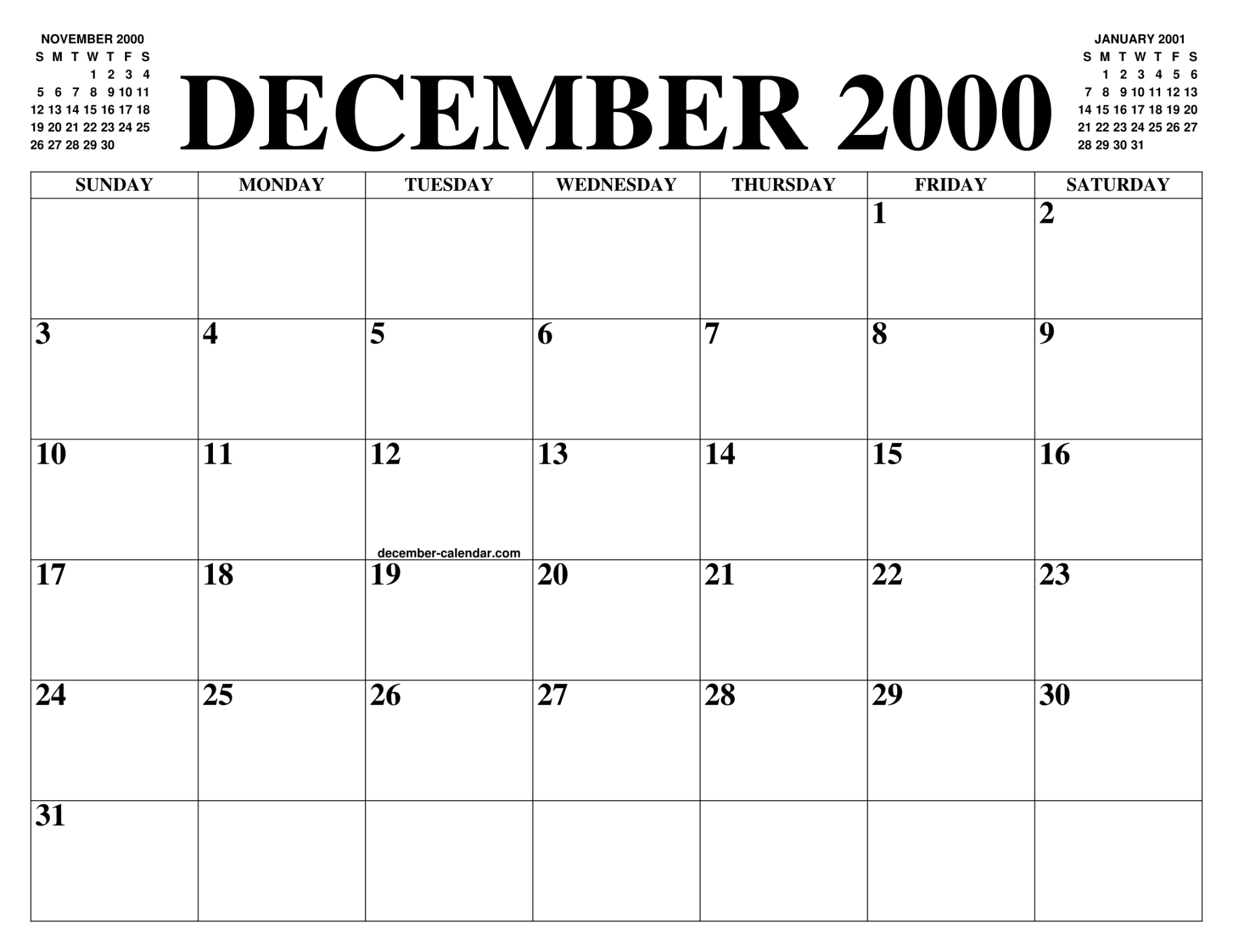 DECEMBER  CALENDAR OF THE MONTH: FREE PRINTABLE DECEMBER
