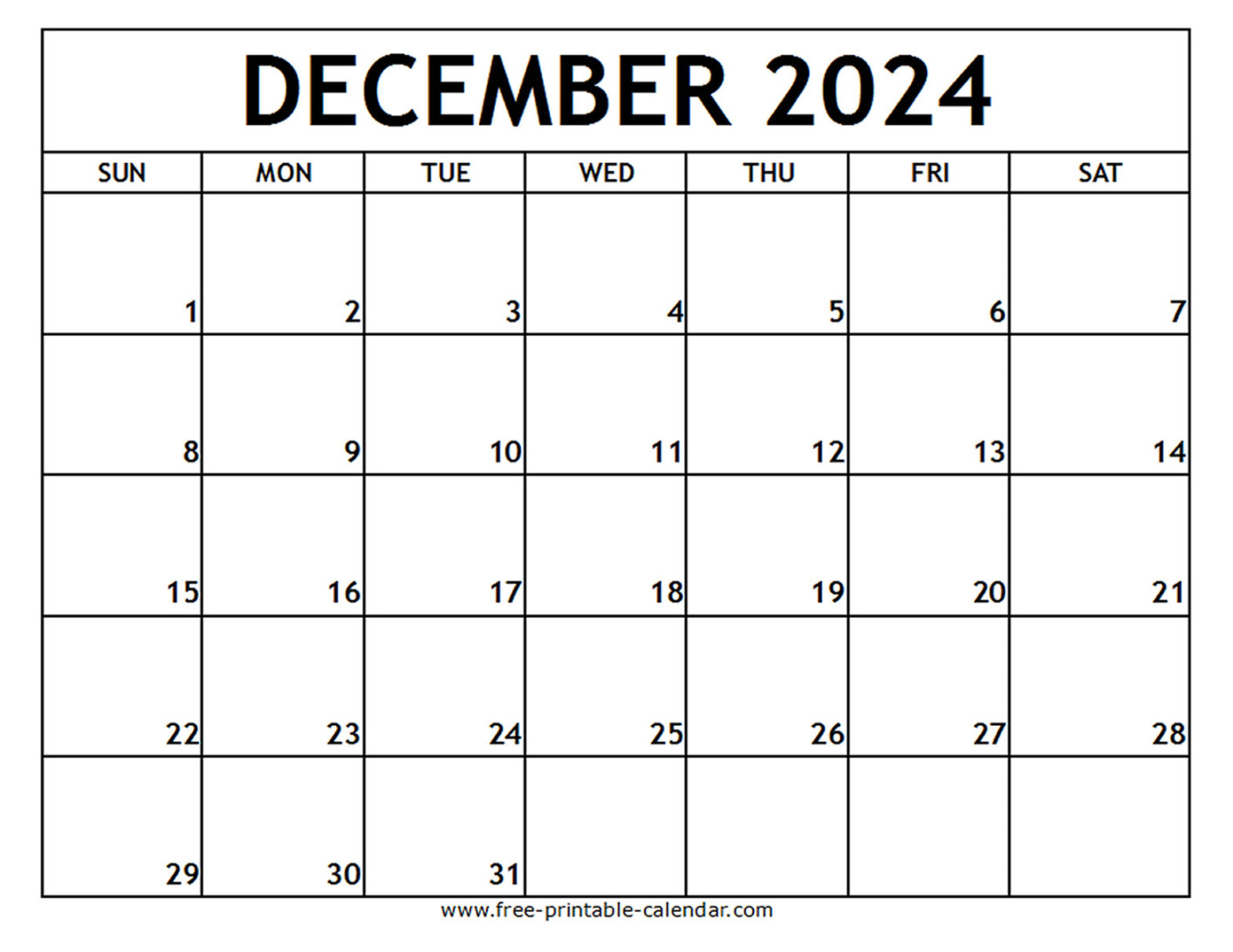 December  Printable Calendar - Free-printable-calendar