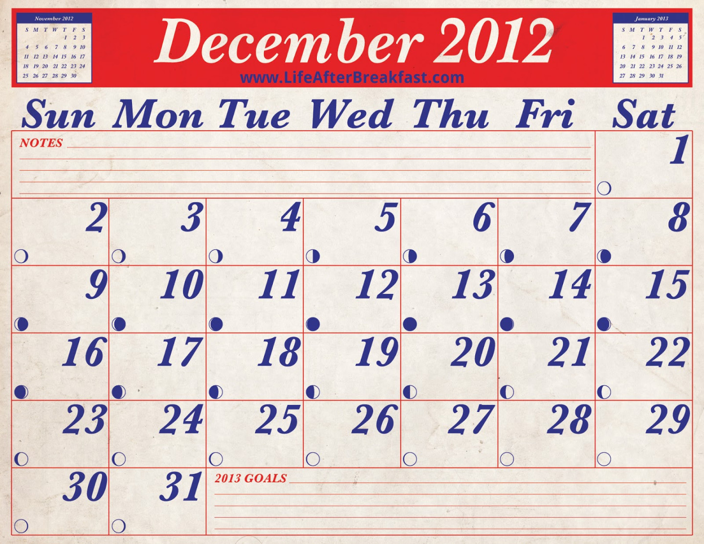 Download: December  Printable Calendar - Life After Breakfast