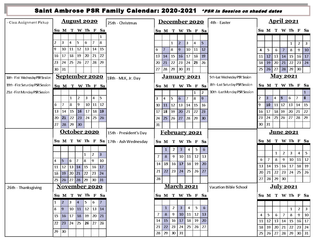 - Family Calendar - Saint Ambrose Catholic Parish