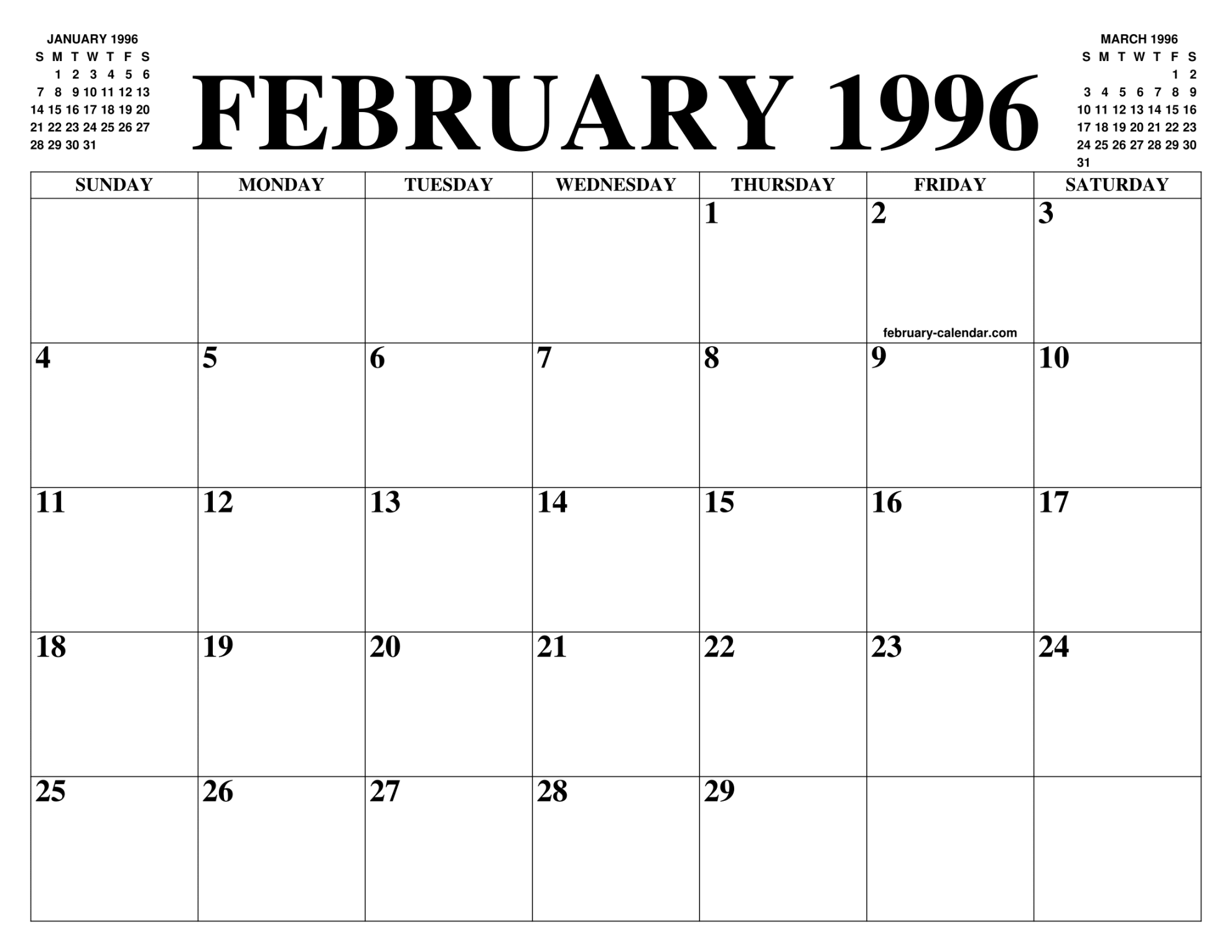 FEBRUARY  CALENDAR OF THE MONTH: FREE PRINTABLE FEBRUARY