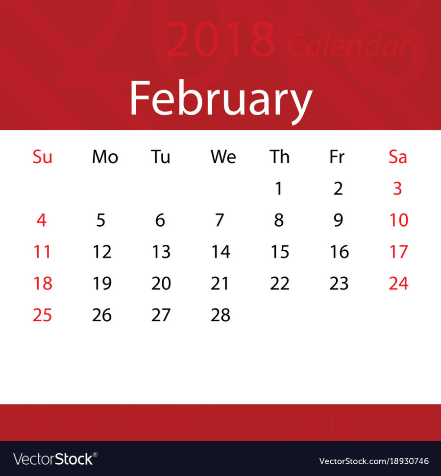 February  calendar popular red premium Vector Image