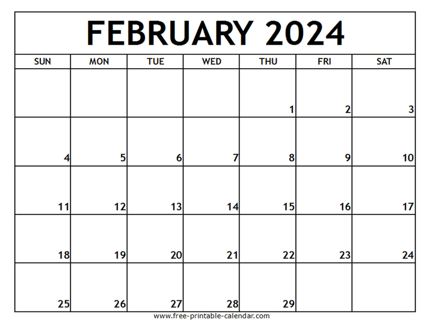 February  Printable Calendar - Free-printable-calendar