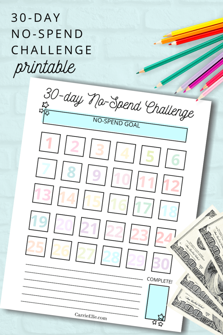 Free -Day No-Spend Challenge Printable - Carrie Elle