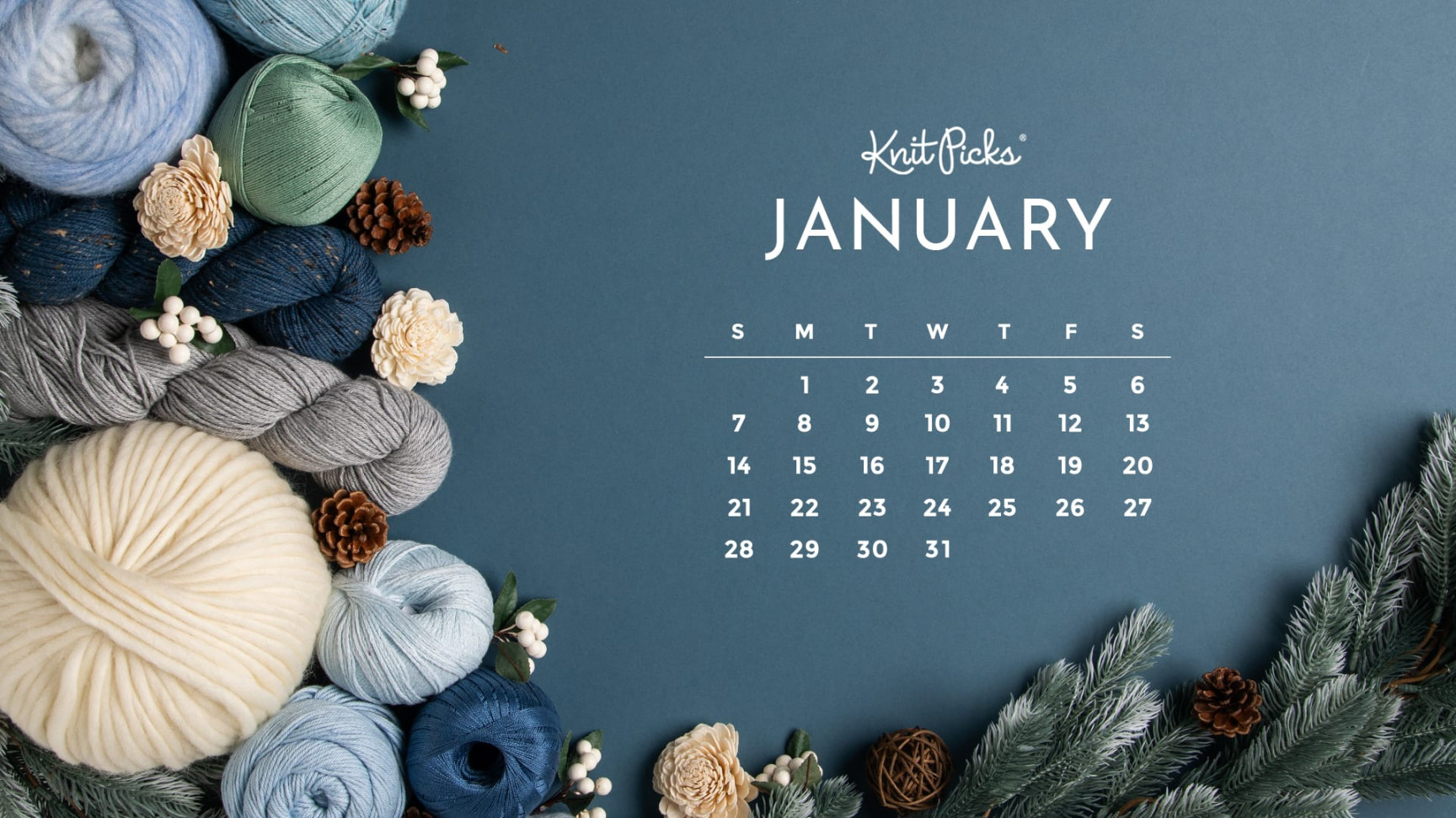 Free Downloadable January  Calendar - The Knit Picks Staff