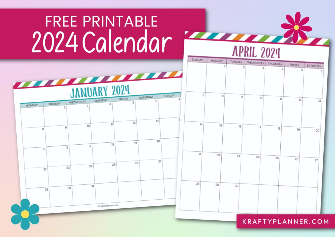 Free Printable  Calendar — Krafty Planner