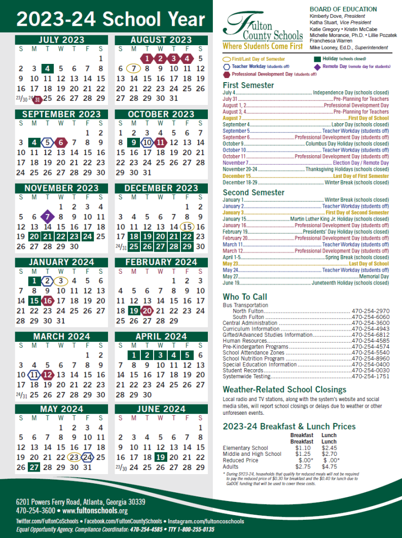 Fulton County Schools / Calendar