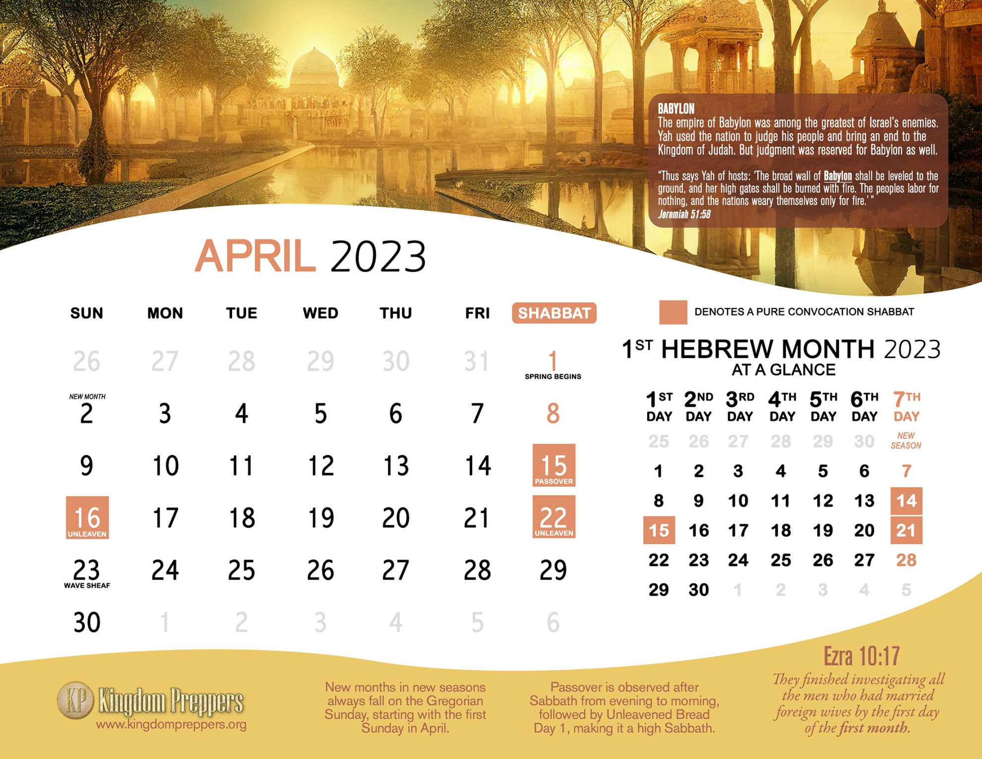 Hebrew Israelite Calendar (-) — Kingdom Preppers
