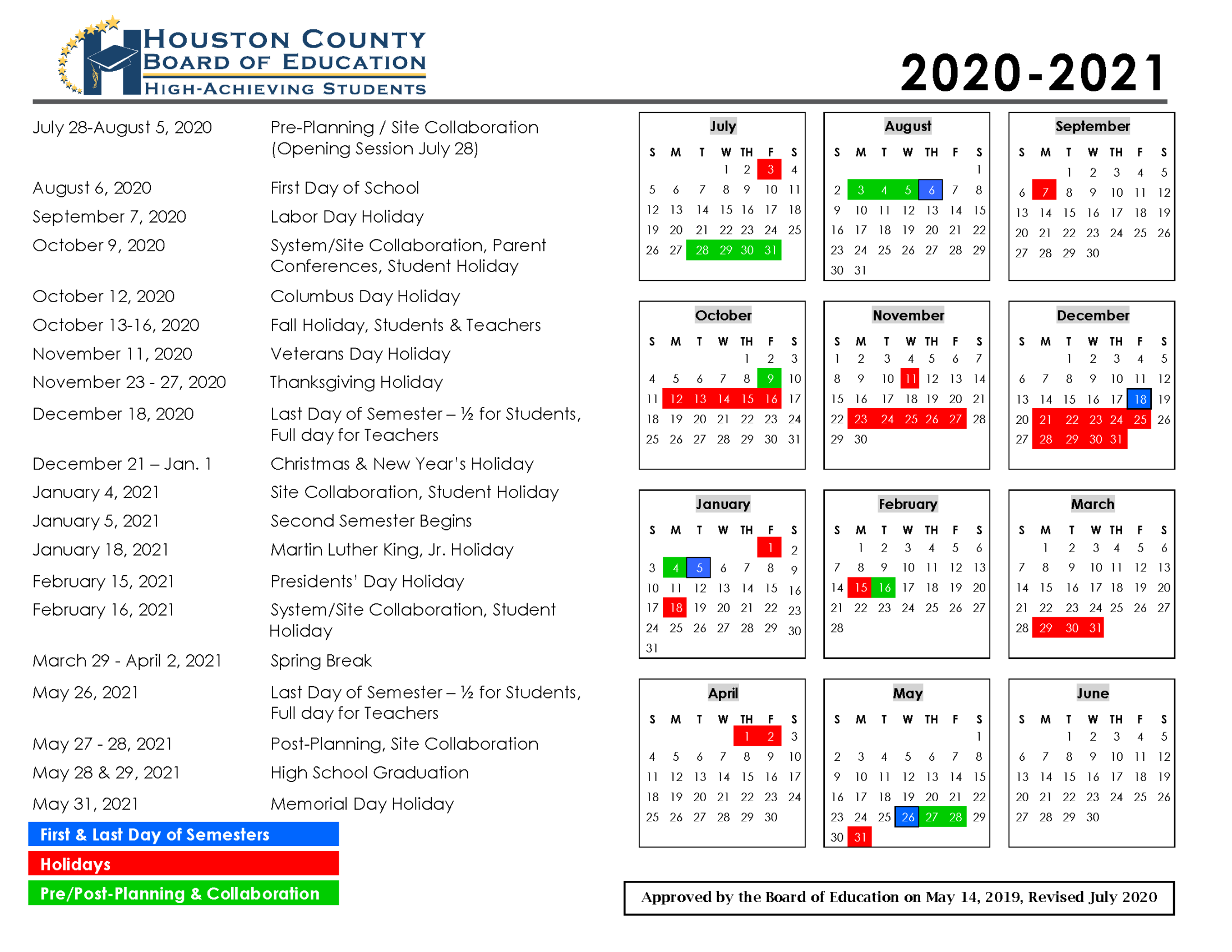 Houston Countyboard Of Education Calendar   Education