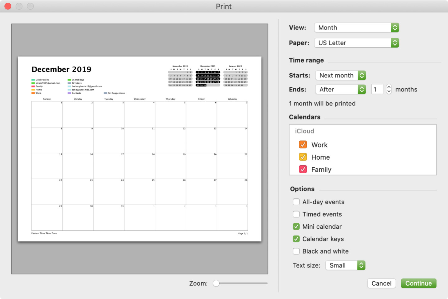 How to print, save or share a calendar as PDF on Mac and iOS