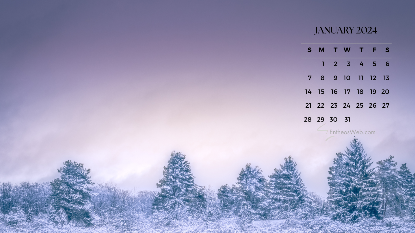 January  Calendar Desktop Wallpaper  EntheosWeb