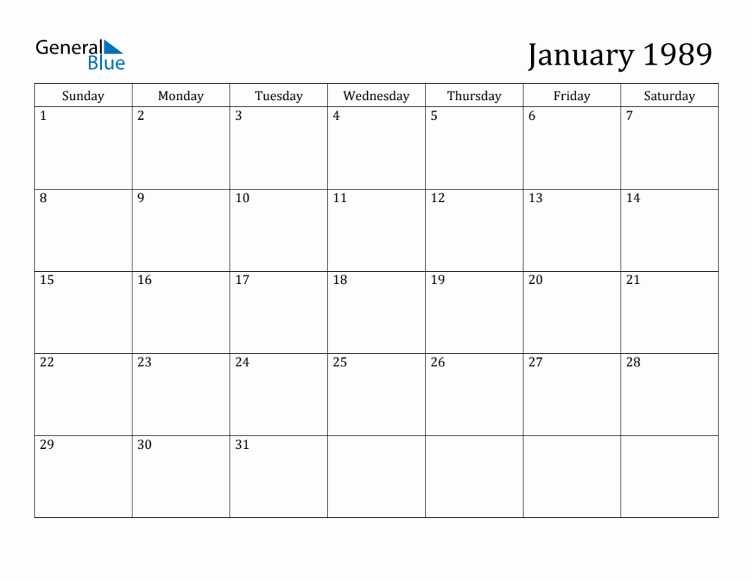 January  Monthly Calendar