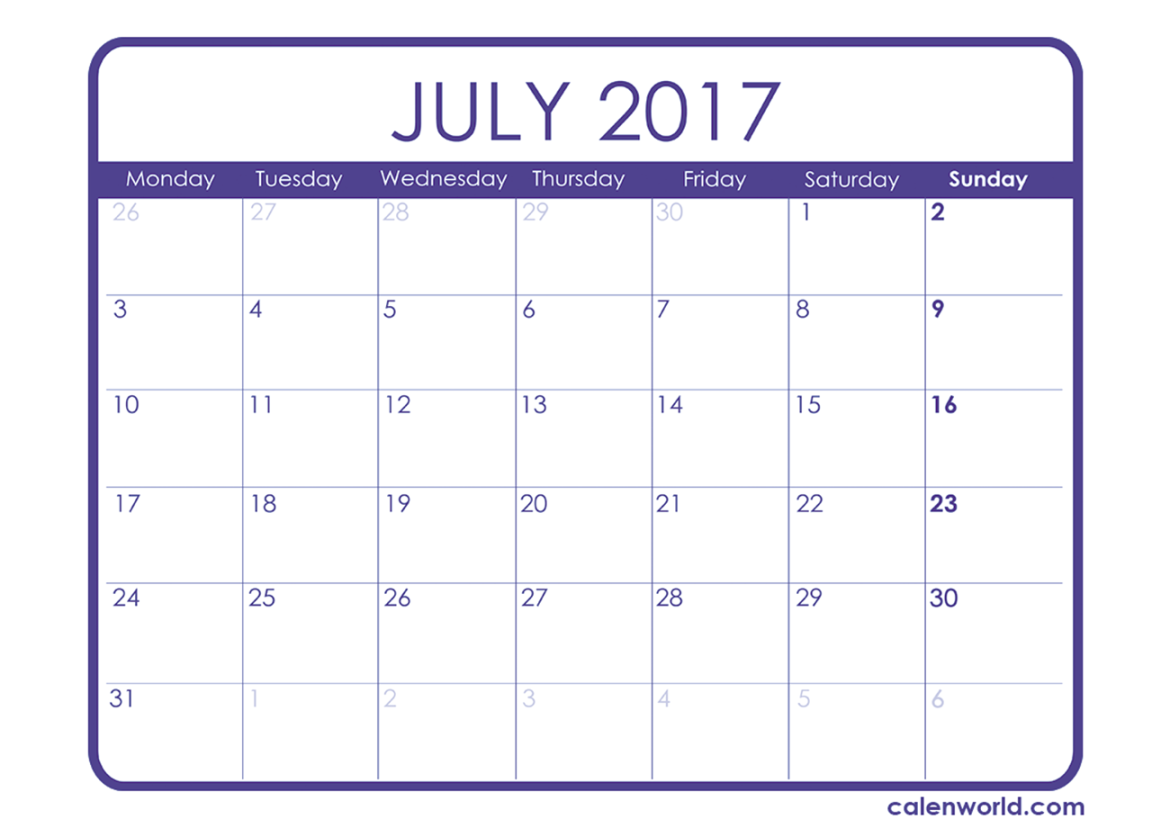 July  Calendar  Printable Calendars